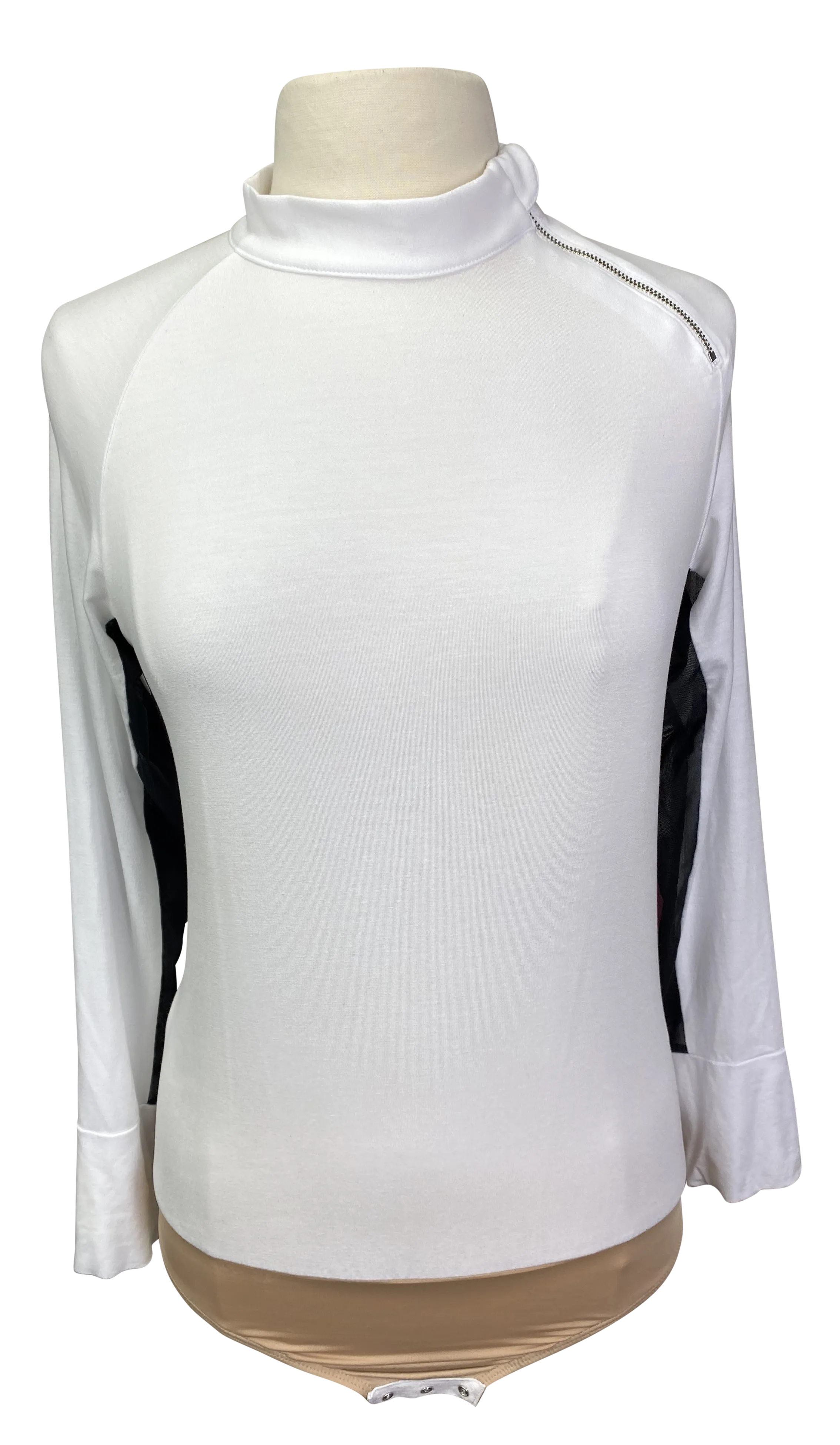 Free x Rein The Moto Equestrian Bodysuit in White/Black - Women's Large in White/Black - Women's Large