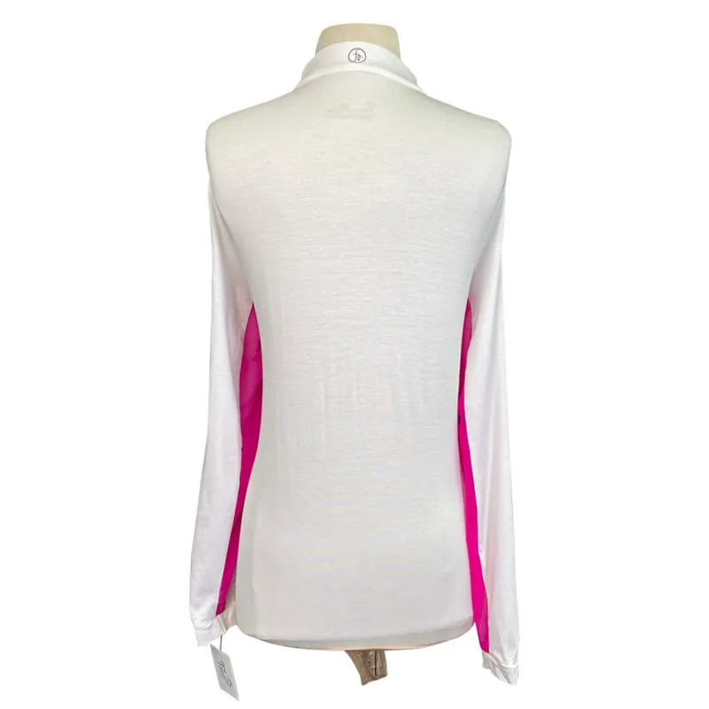 Free x Rein 'The Sportif' Equestrian Bodysuit in White/Fuchsia - Women's Large