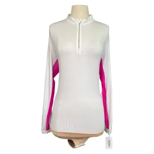Free x Rein 'The Sportif' Equestrian Bodysuit in White/Fuchsia - Women's Large