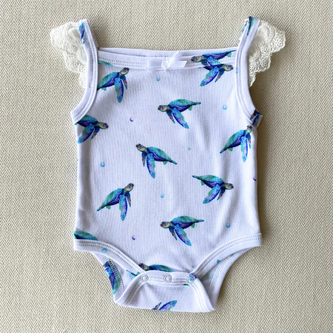 Frill Bodysuit - Sea Turtles