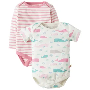 Frugi Baby Teeny Long Sleeve   Short Sleeve Little Whale Bodysuit 2-Pack