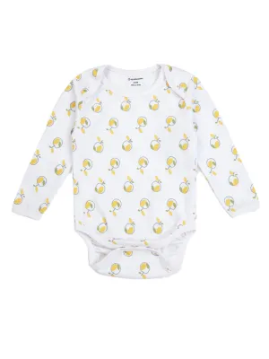 Full Sleeves Bodysuit - Boys - White Apple Print