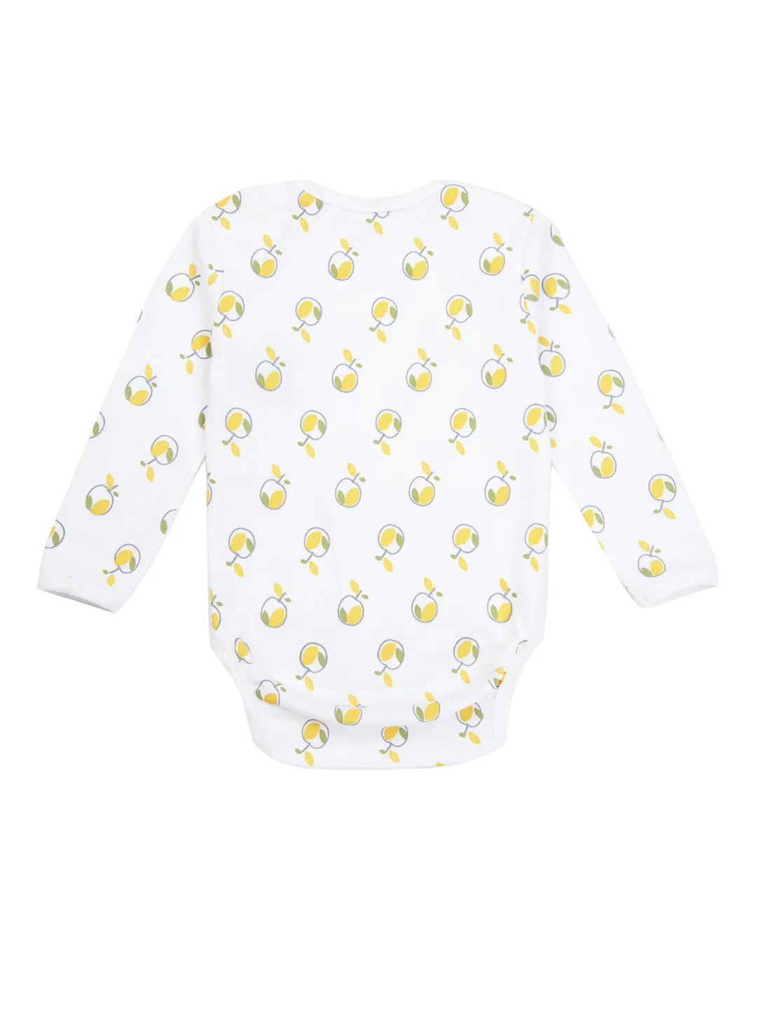 Full Sleeves Bodysuit - Boys - White Apple Print