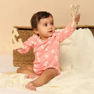 Full Sleeves Bodysuit - Peach Daisy Print