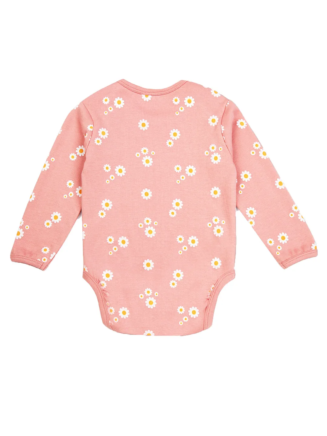 Full Sleeves Bodysuit - Peach Daisy Print