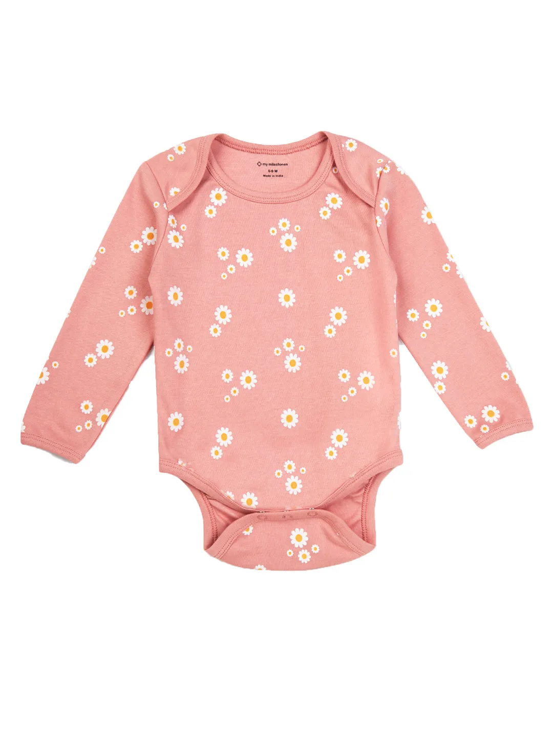 Full Sleeves Bodysuit - Peach Daisy Print