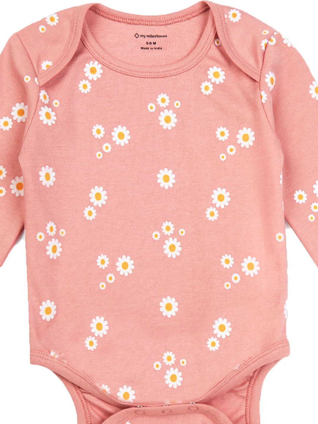 Full Sleeves Bodysuit - Peach Daisy Print