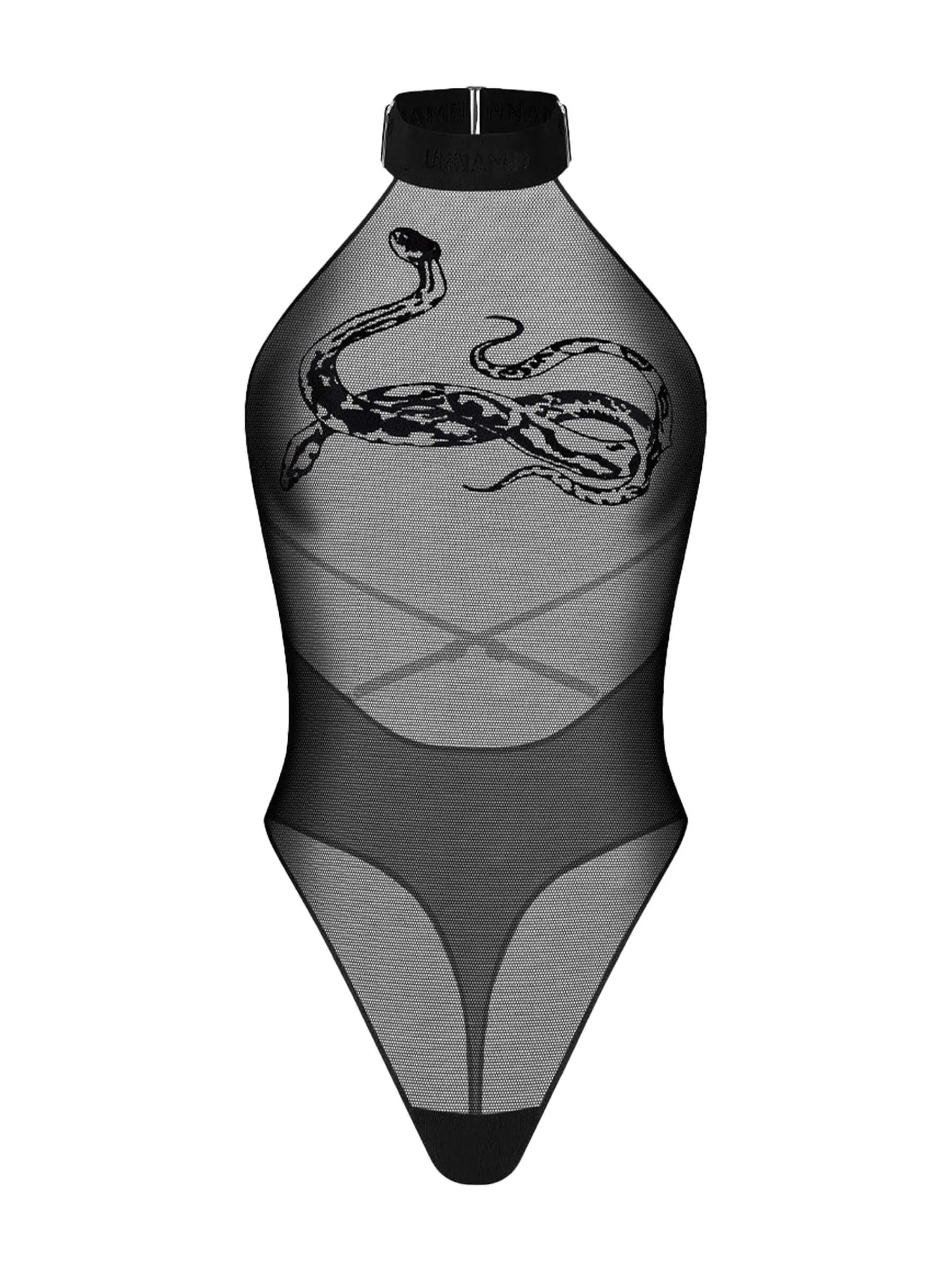 Gaia Black Halter Bodysuit