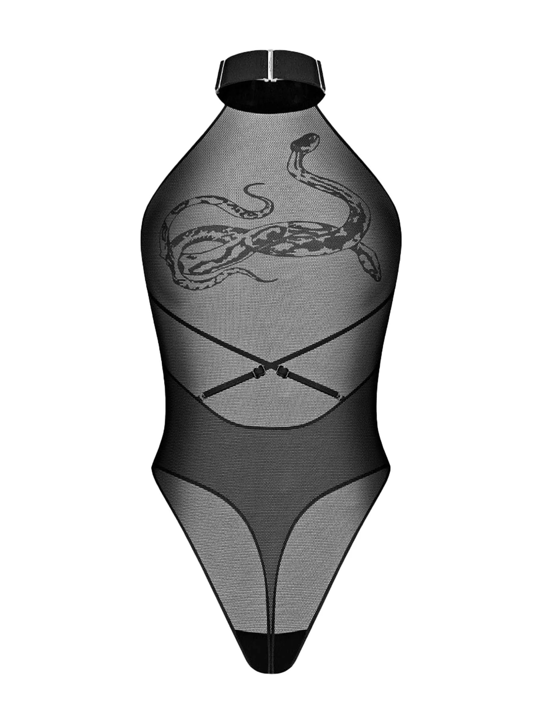 Gaia Black Halter Bodysuit