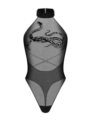 Gaia Black Halter Bodysuit