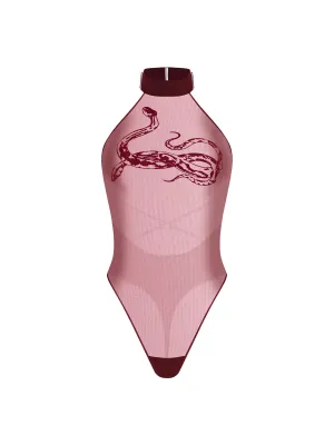 Gaia Burgundy Halter Bodysuit