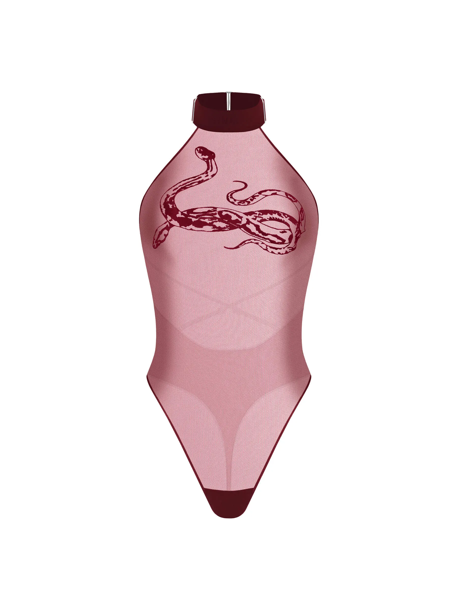 Gaia Burgundy Halter Bodysuit