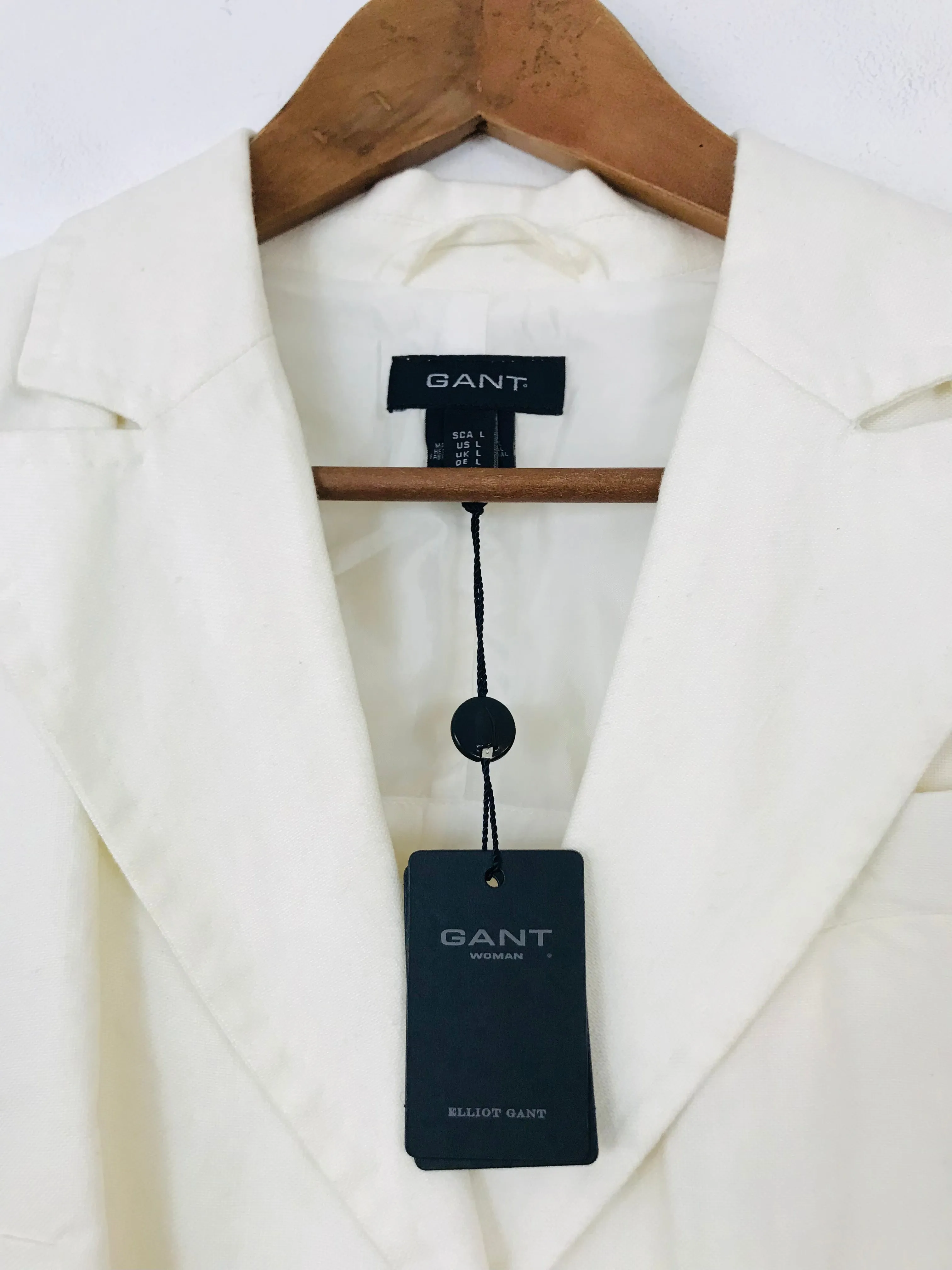 Gant Women's Linen Long Overcoat With Tags | L UK14 | White