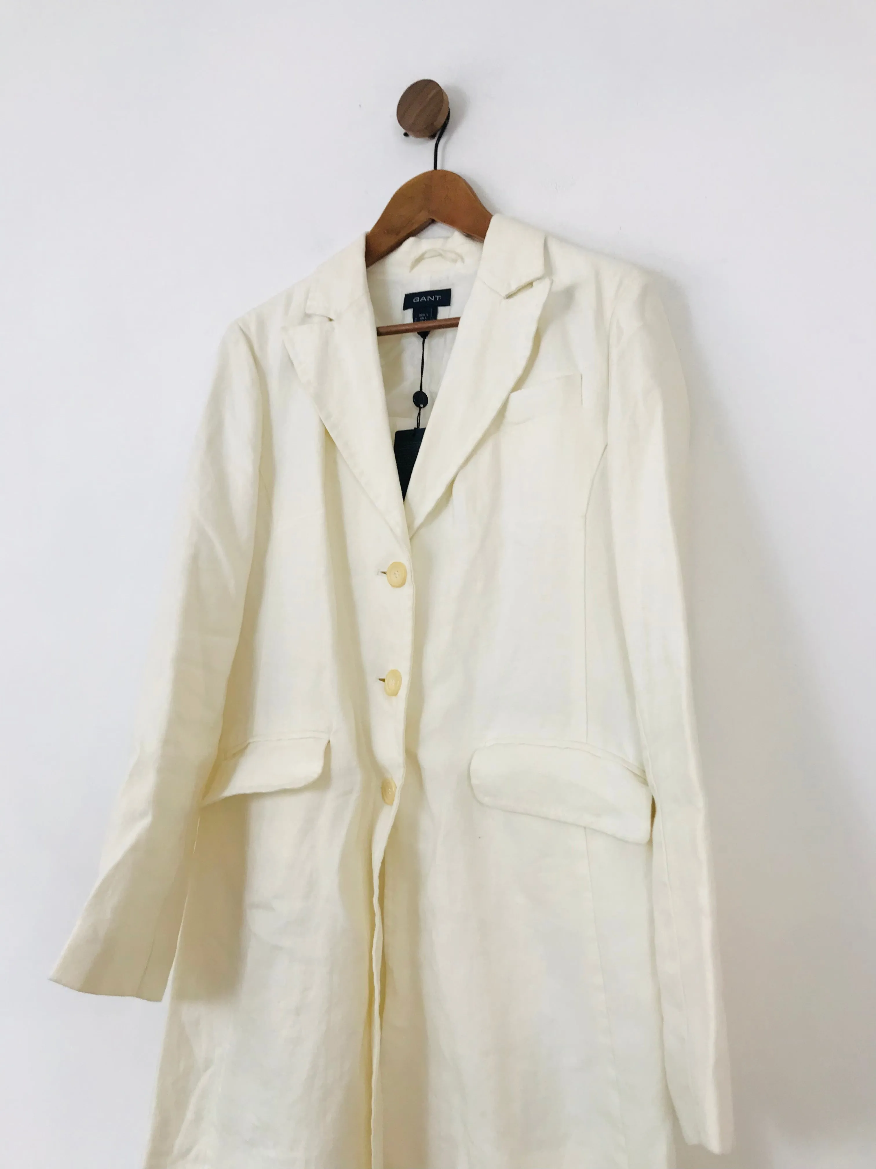 Gant Women's Linen Long Overcoat With Tags | L UK14 | White