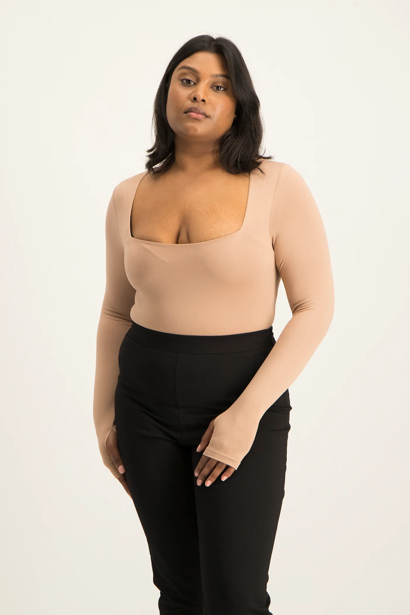 Giana Square Neck Bodysuit - Blush Nude