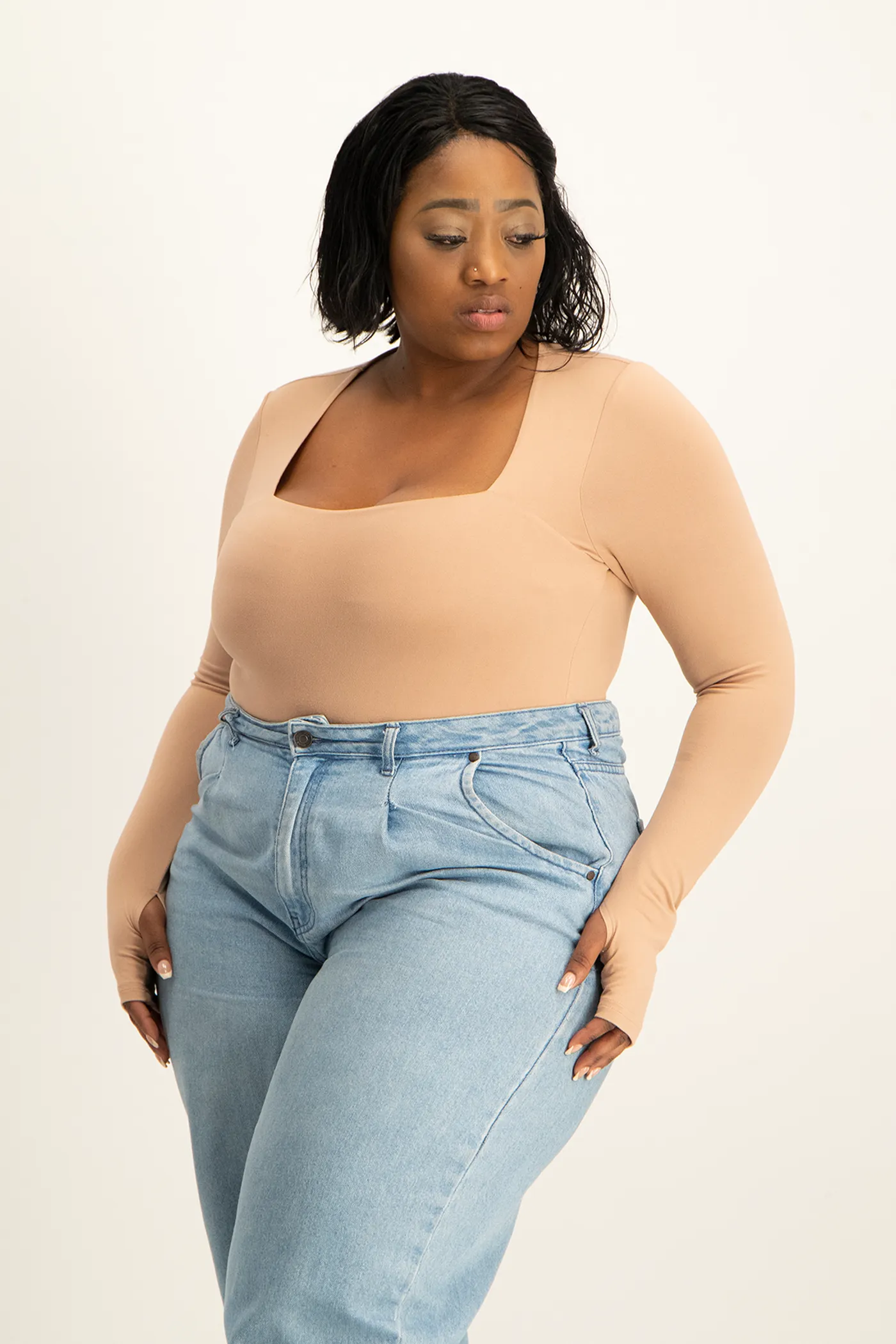 Giana Square Neck Bodysuit - Blush Nude