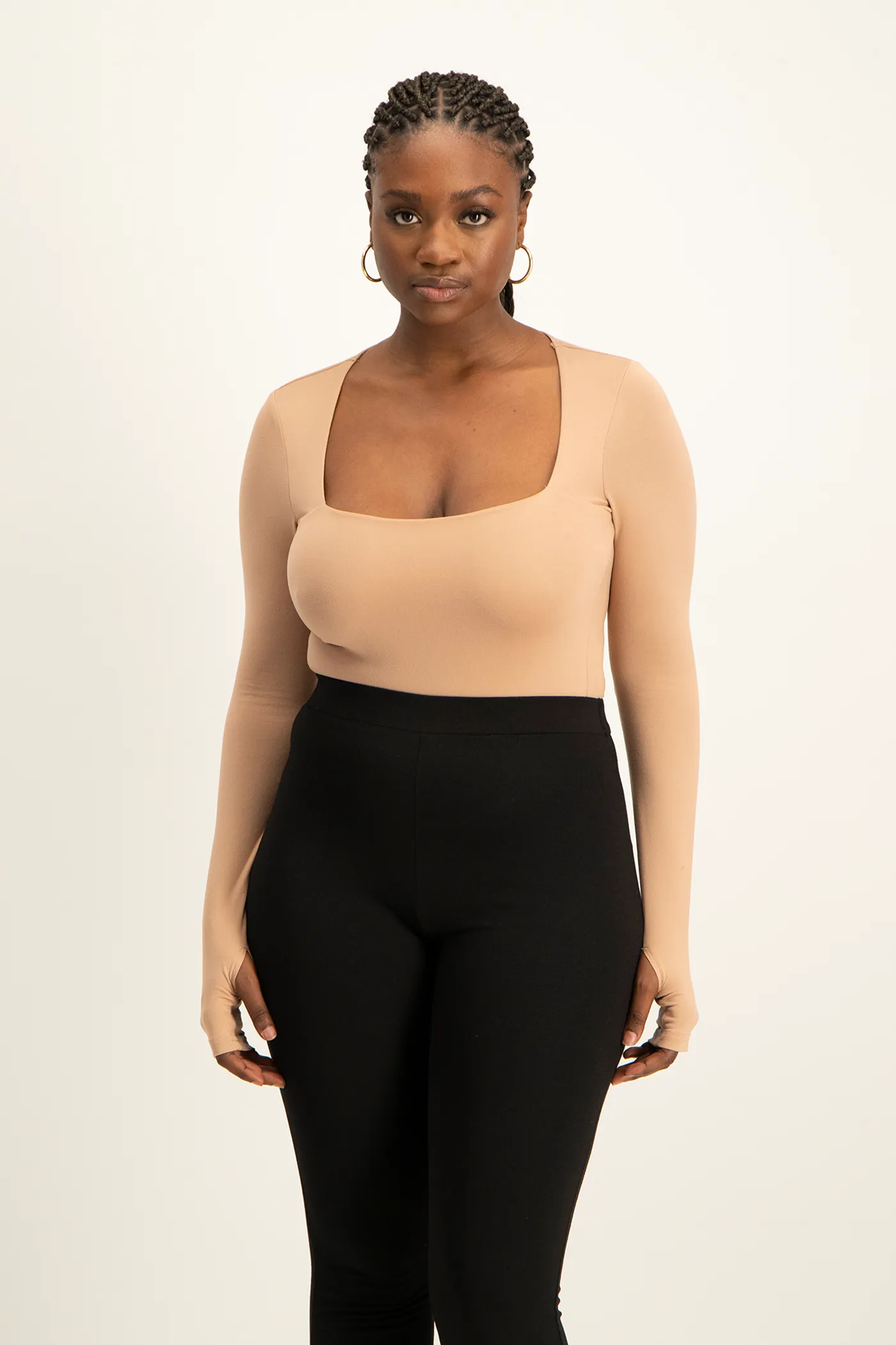 Giana Square Neck Bodysuit - Blush Nude