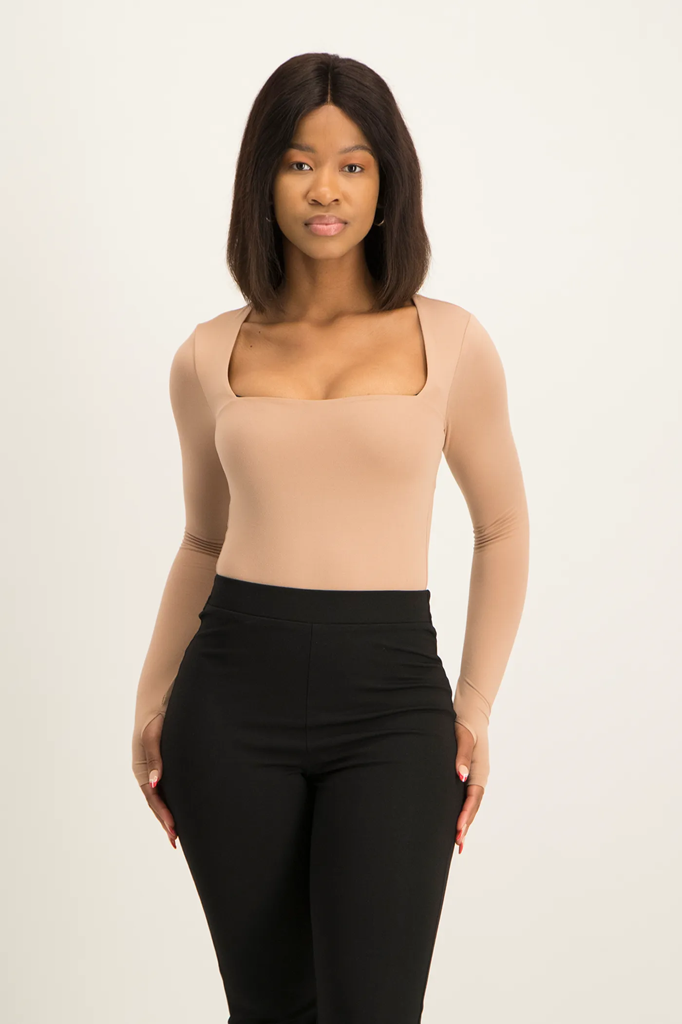 Giana Square Neck Bodysuit - Blush Nude