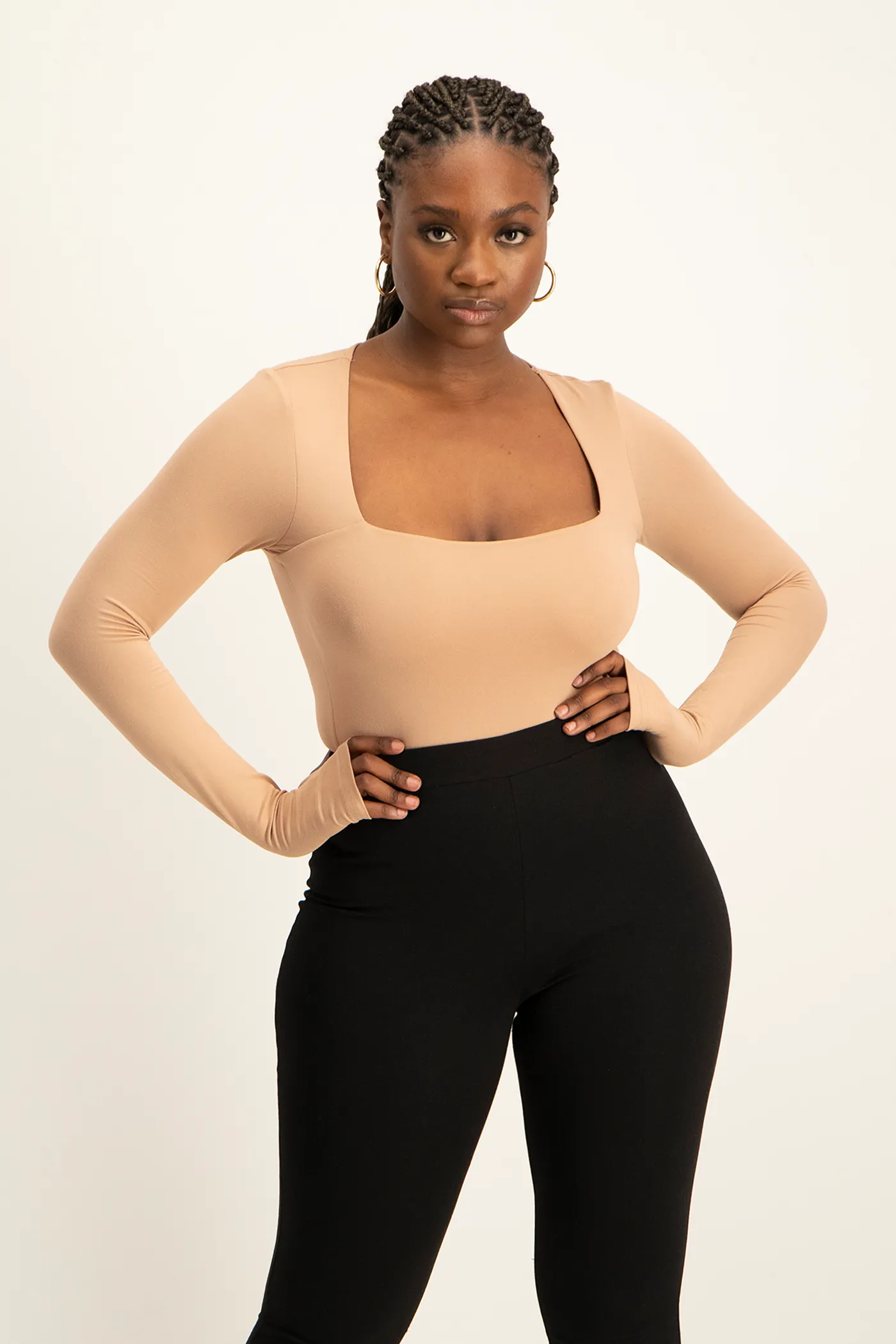 Giana Square Neck Bodysuit - Blush Nude
