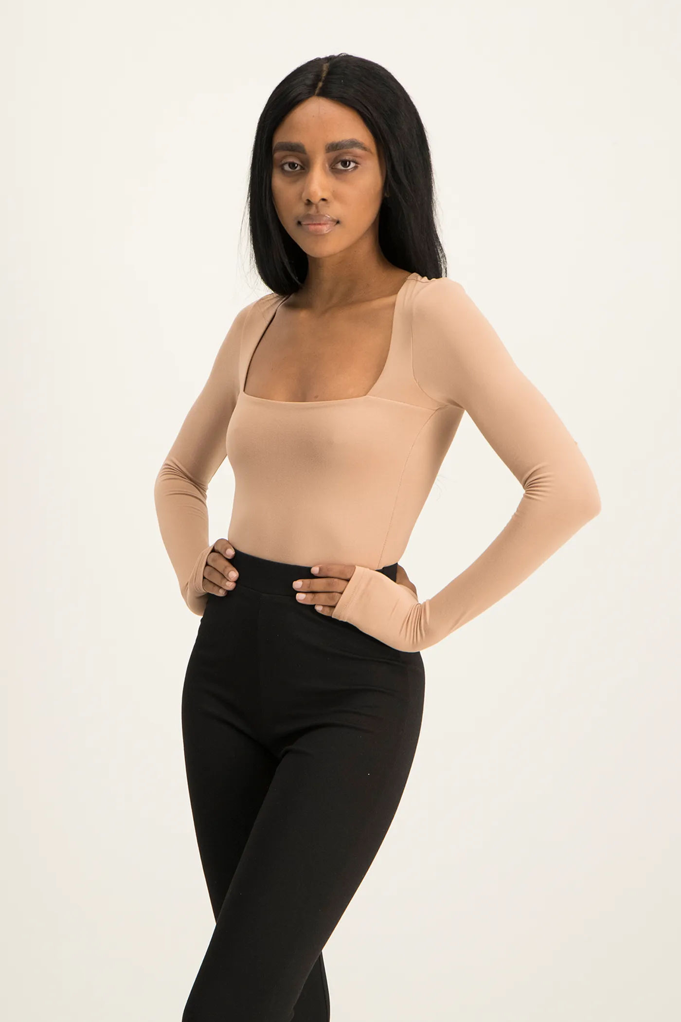 Giana Square Neck Bodysuit - Blush Nude