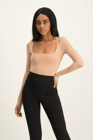 Giana Square Neck Bodysuit - Blush Nude