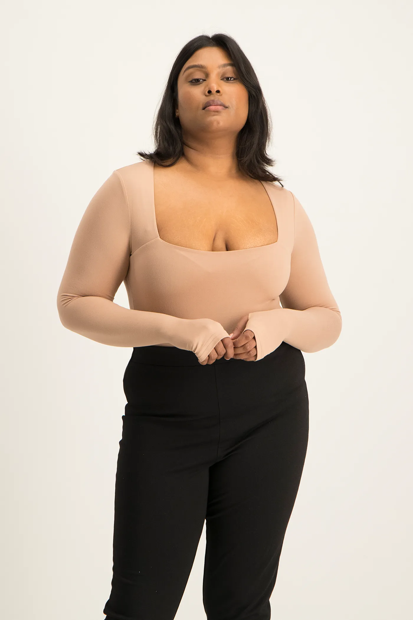 Giana Square Neck Bodysuit - Blush Nude