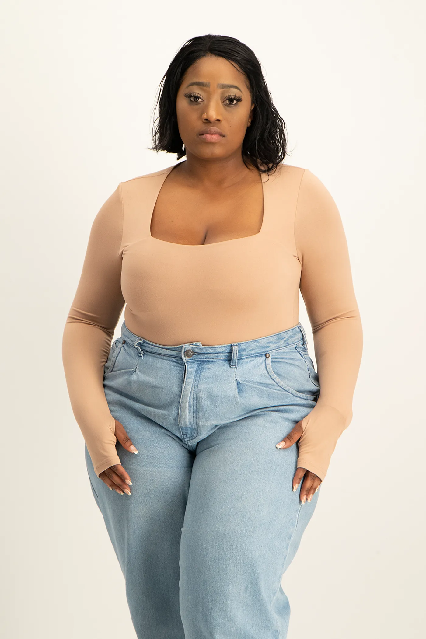 Giana Square Neck Bodysuit - Blush Nude