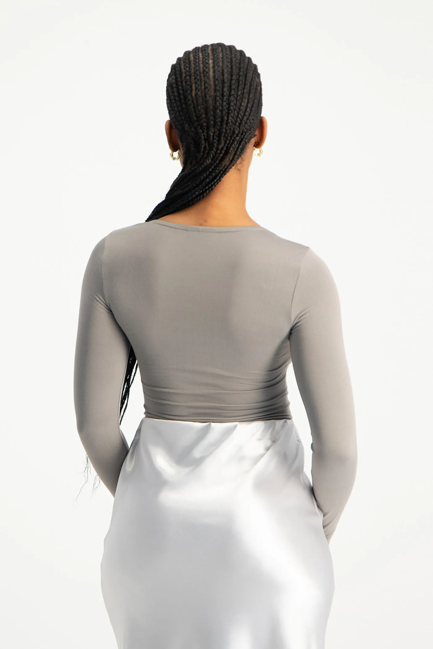 Giana Square Neck Bodysuit - Grey