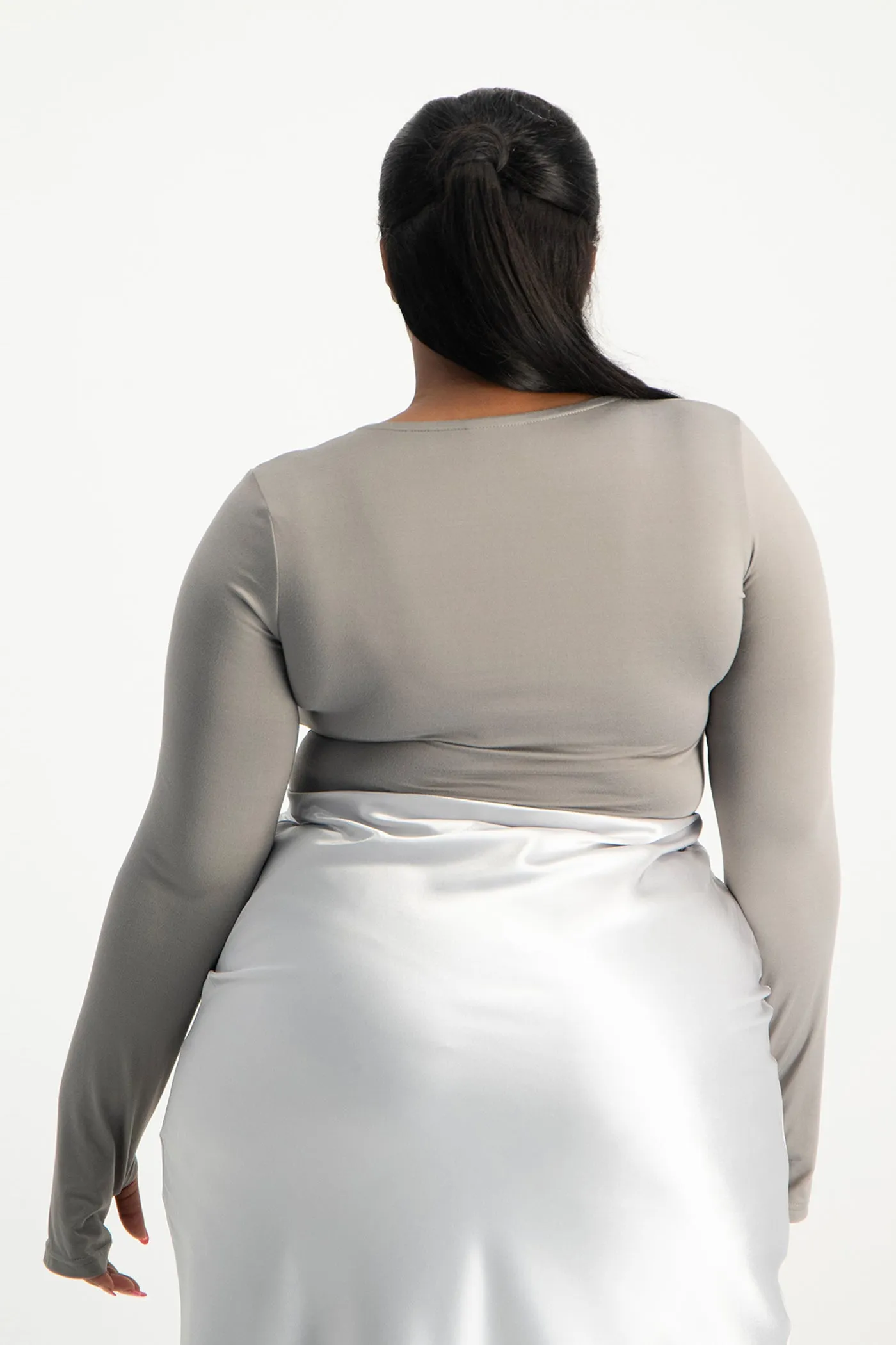 Giana Square Neck Bodysuit - Grey