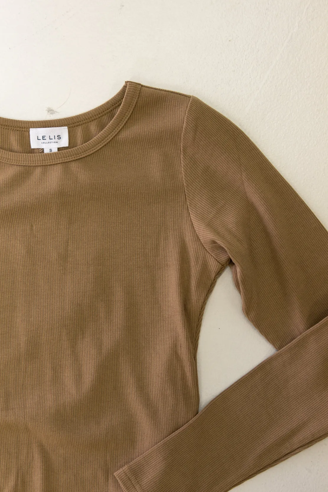 Gigi Long Sleeve Ribbed Bodysuit | Tan