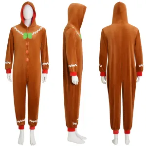 Gingerbread Adult Costume Suit Kids Gingerbread Man Bodysuit Outfit Christmas Outfit