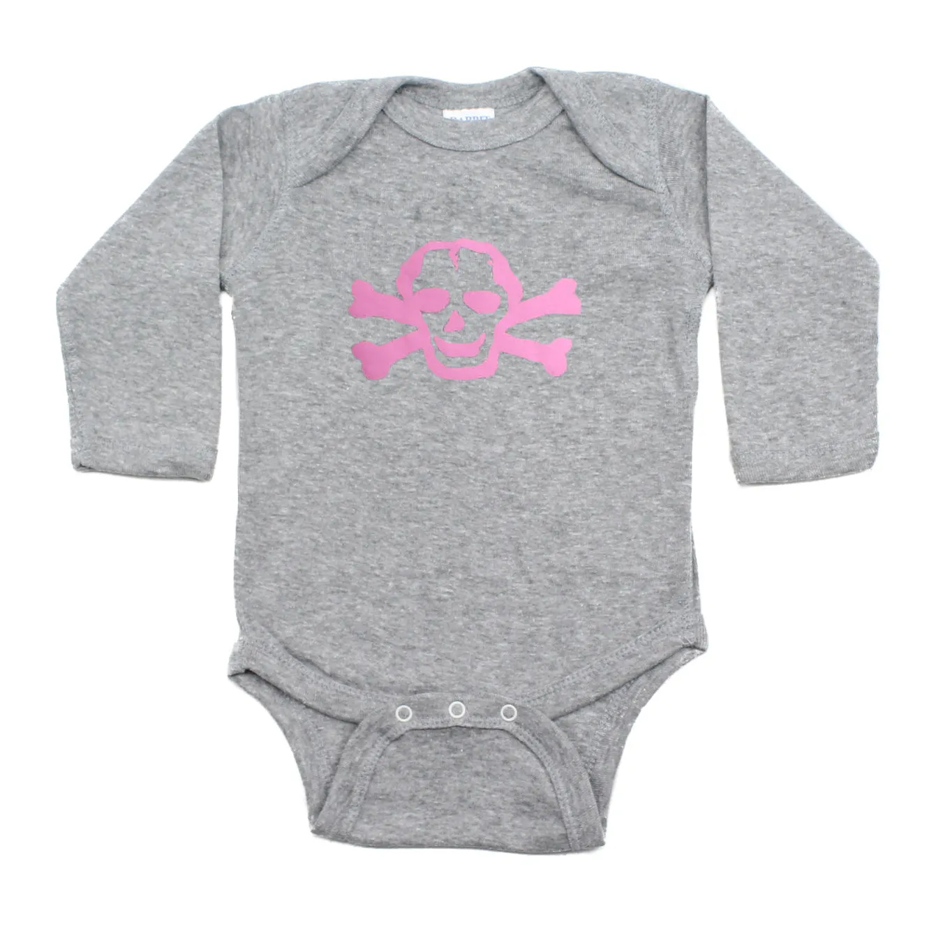 Girl Pink Scribble Skull & Bones Long Sleeve Baby Infant Bodysuit