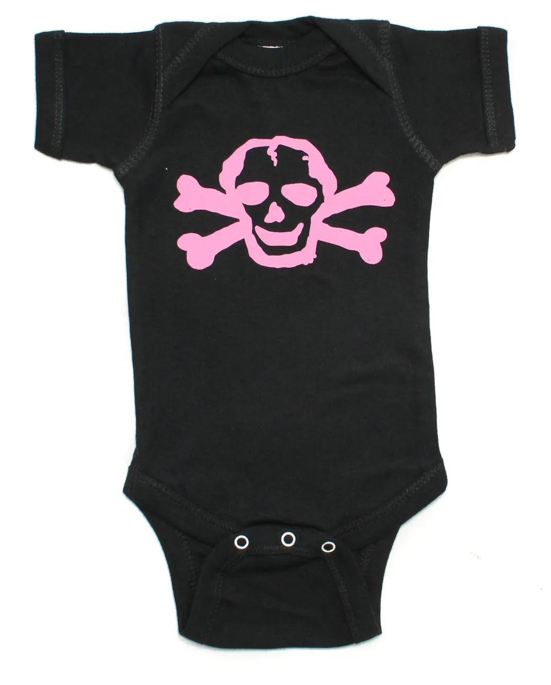 Girl Pink Scribble Skull & Bones Short Sleeve Baby Infant Bodysuit