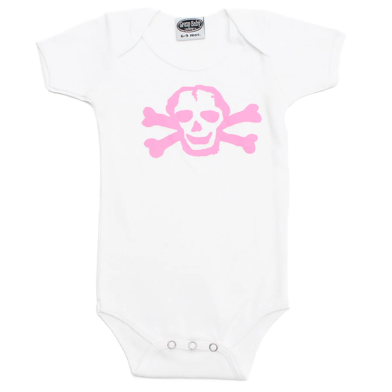 Girl Pink Scribble Skull & Bones Short Sleeve Baby Infant Bodysuit