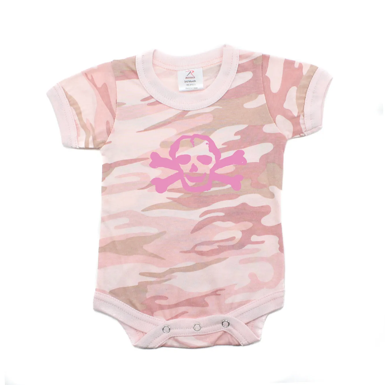 Girl Pink Scribble Skull & Bones Short Sleeve Baby Infant Bodysuit
