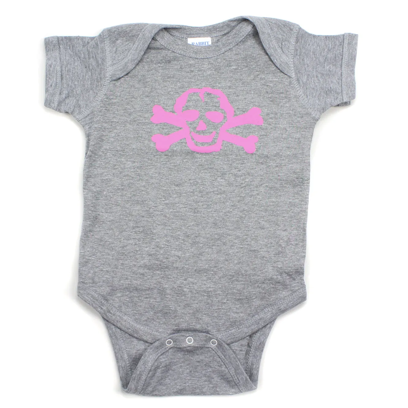 Girl Pink Scribble Skull & Bones Short Sleeve Baby Infant Bodysuit