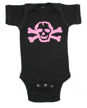 Girl Pink Scribble Skull & Bones Short Sleeve Baby Infant Bodysuit