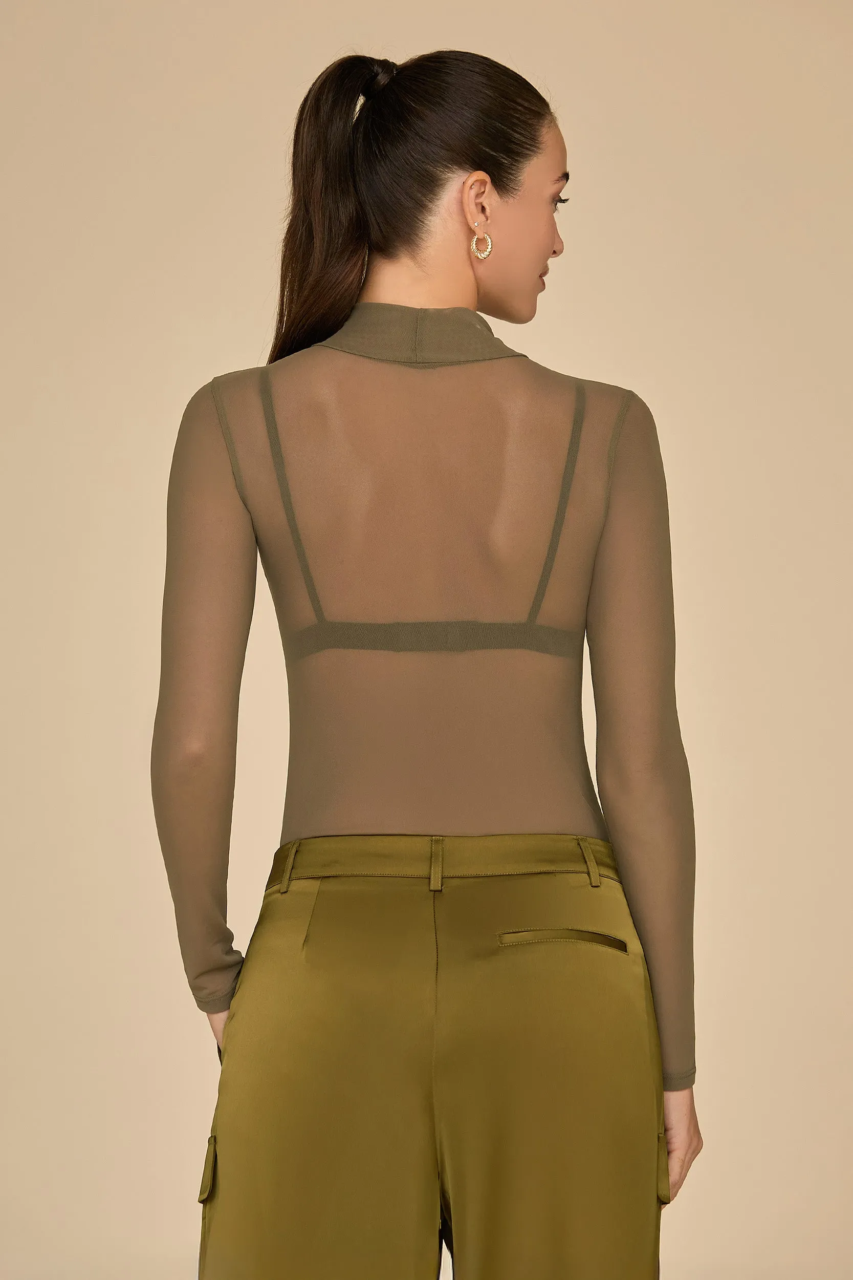 Giselle Bodysuit - Olive Mesh