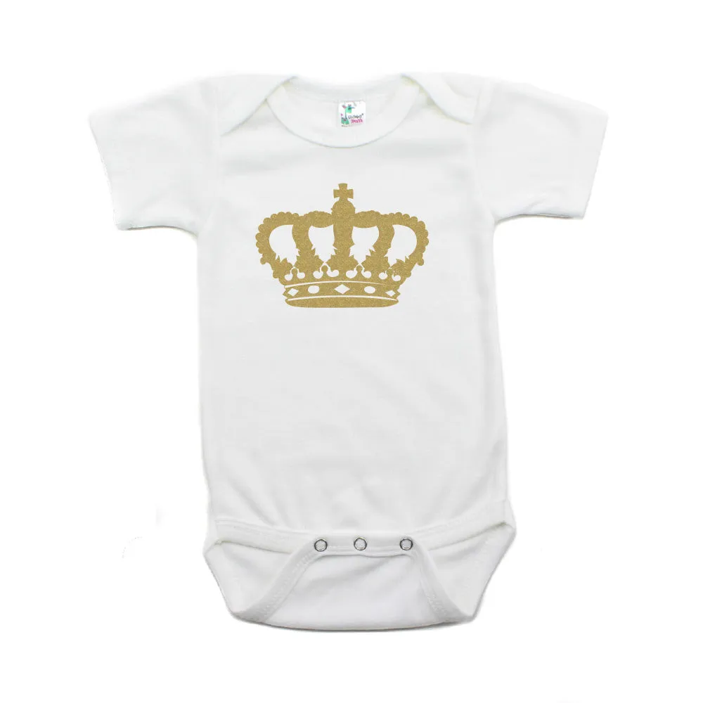 Gold Glitter Crown for a Queen Short Sleeve Baby Infant Bodysuit