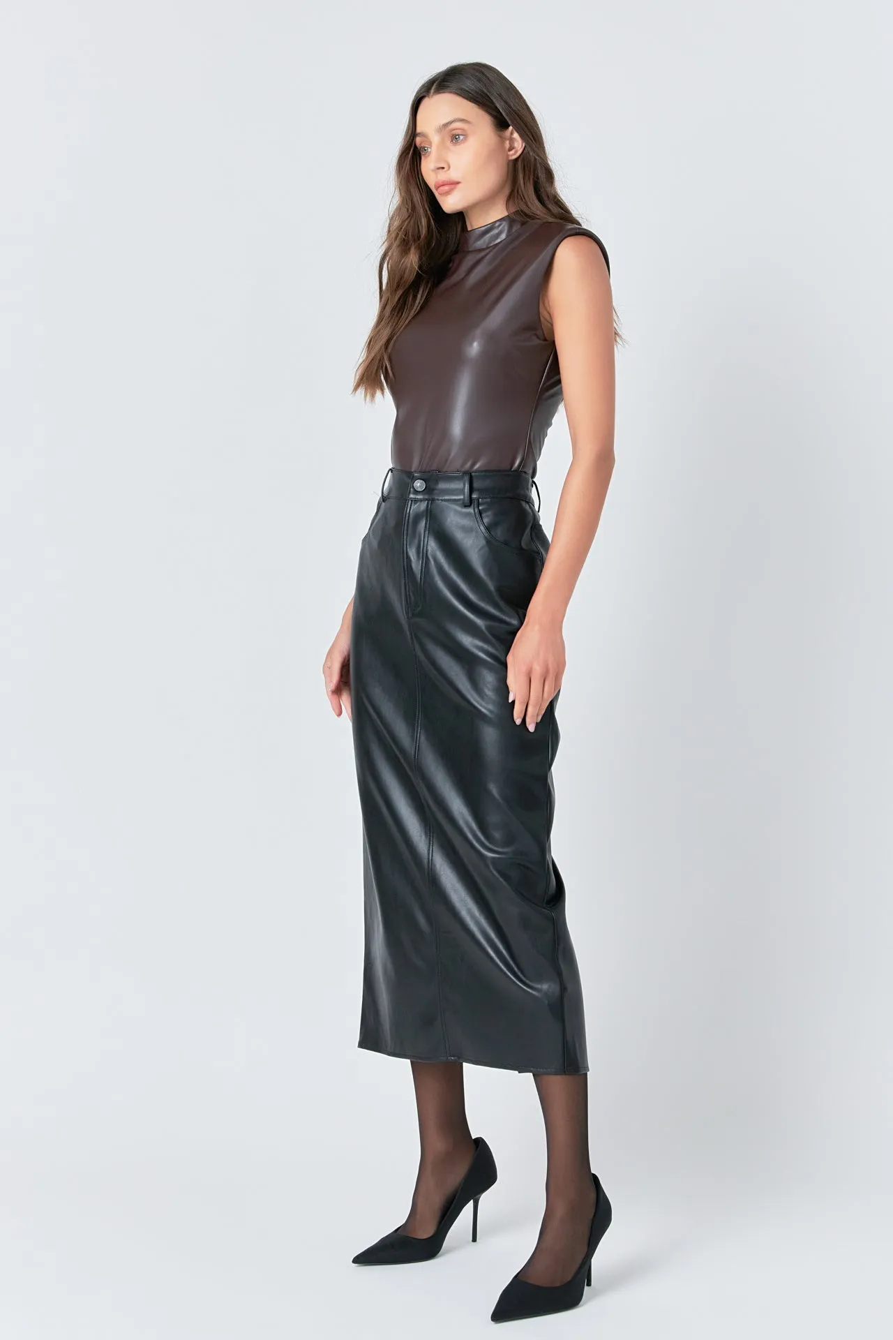 Grey Lab - Faux Leather Bodysuit