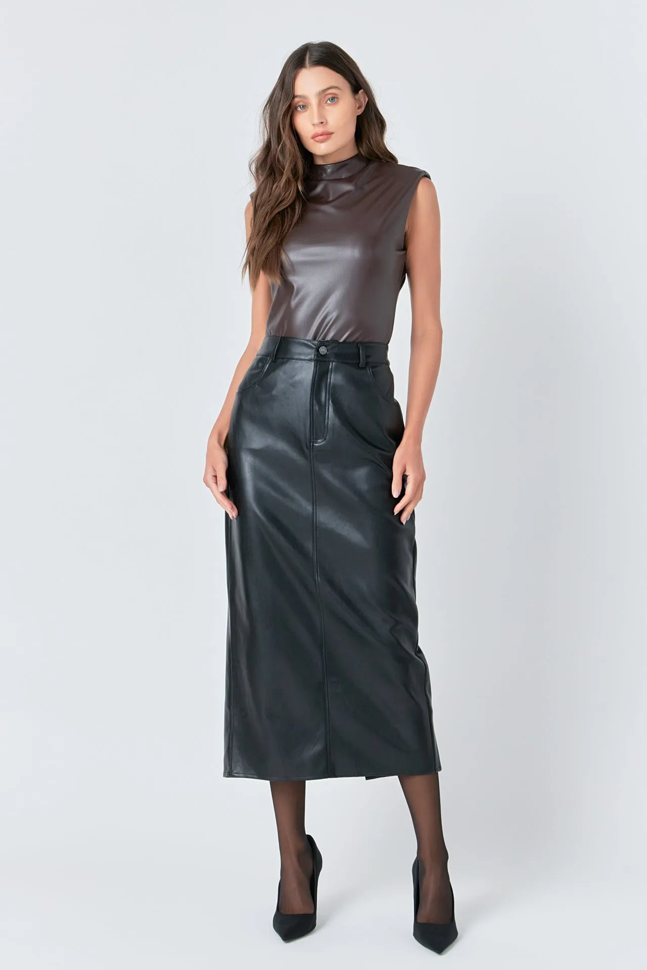 Grey Lab - Faux Leather Bodysuit