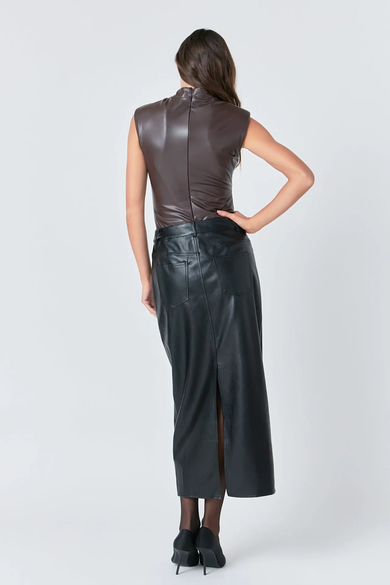 Grey Lab - Faux Leather Bodysuit