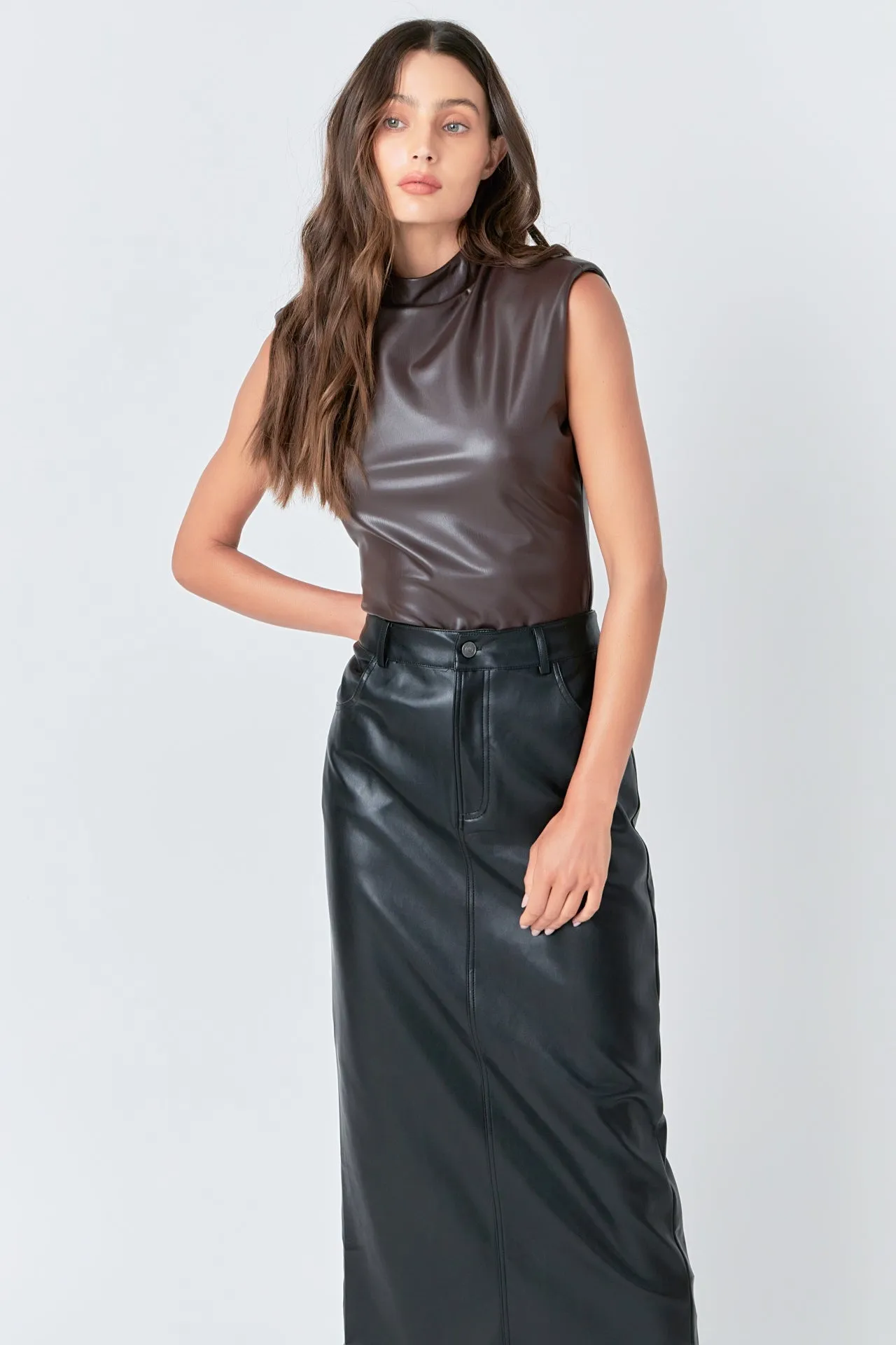 Grey Lab - Faux Leather Bodysuit
