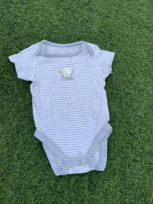 Grey striped baby bodysuit 0-6months