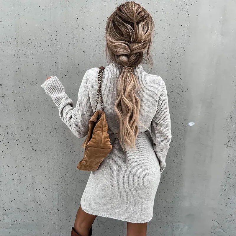 Grey Warp Sweater Dress