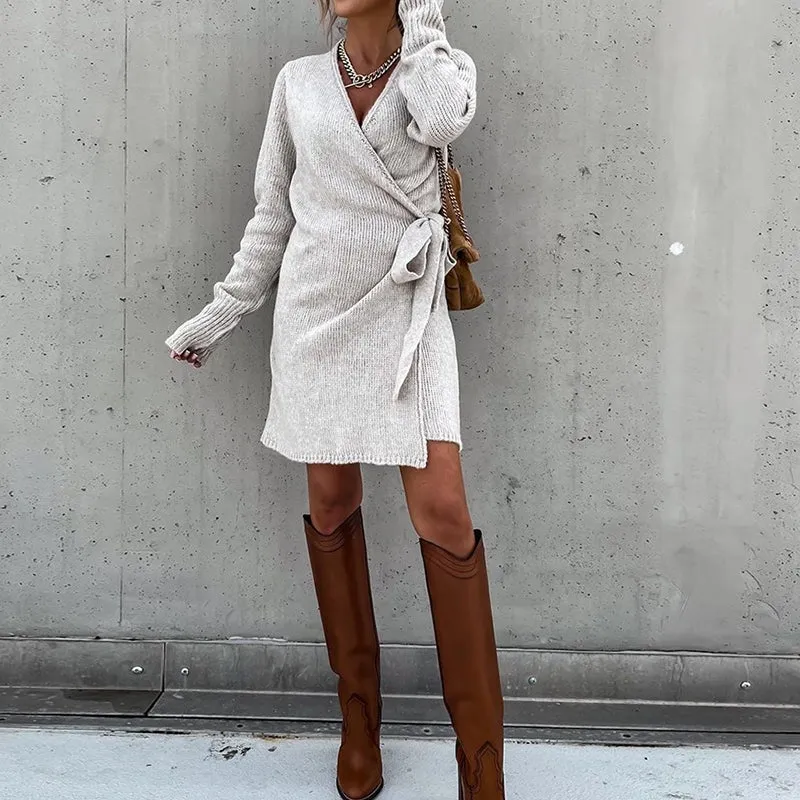 Grey Warp Sweater Dress