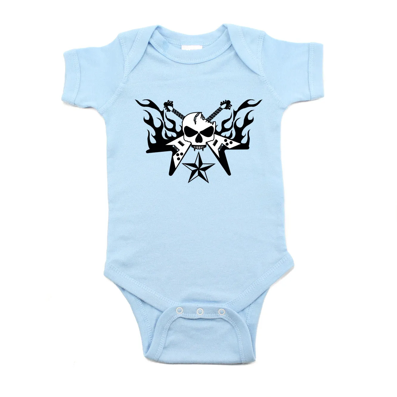 Guitar Hero with Flames Short Sleeve Baby Infant Bodysuit