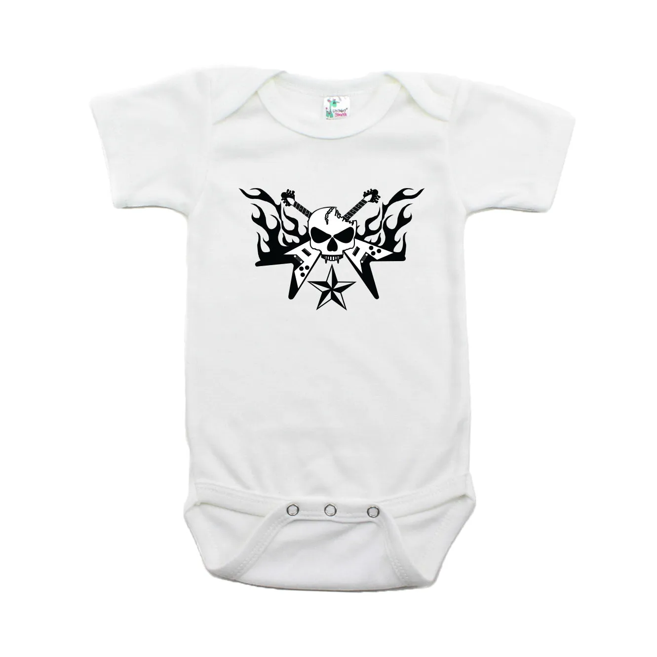 Guitar Hero with Flames Short Sleeve Baby Infant Bodysuit