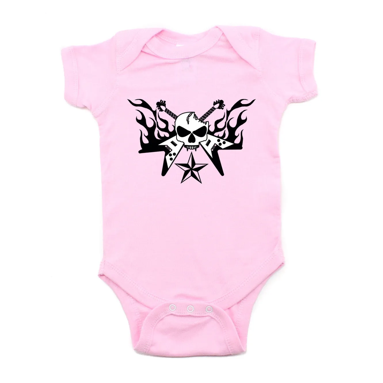 Guitar Hero with Flames Short Sleeve Baby Infant Bodysuit