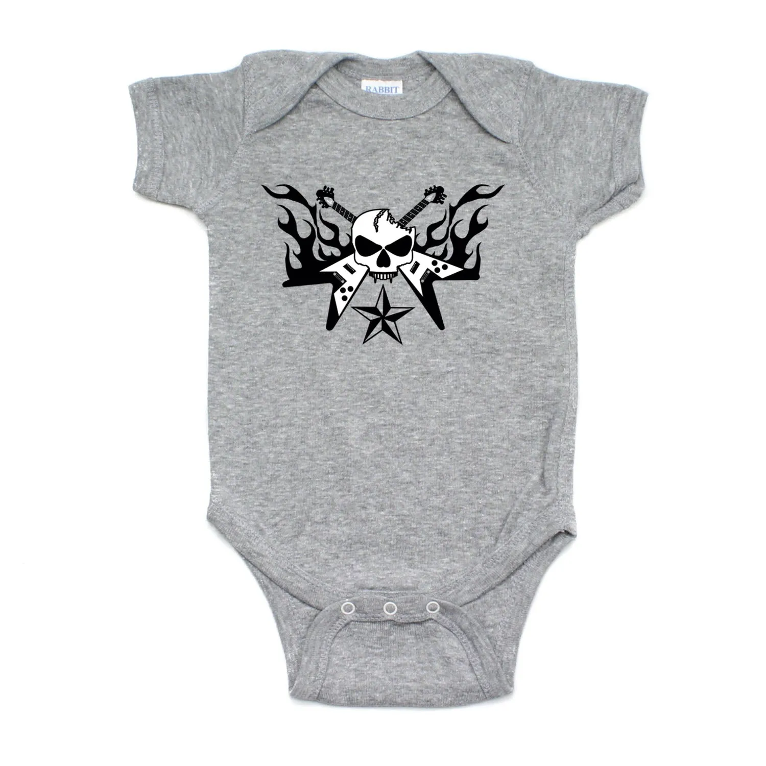 Guitar Hero with Flames Short Sleeve Baby Infant Bodysuit